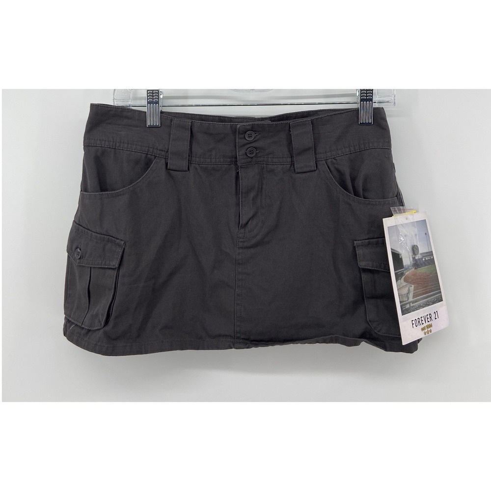 Forever 21 Cargo Skort Dark Grey Mini Utility Skirt Built-in Shorts NWT